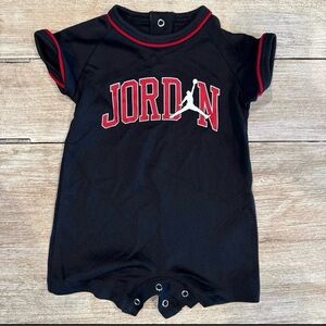 Jordan Black Romper with Red Accents